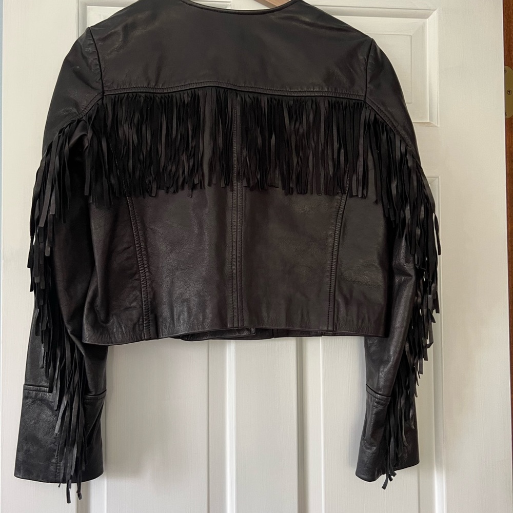 Banana Republic black fringe jacket size medium